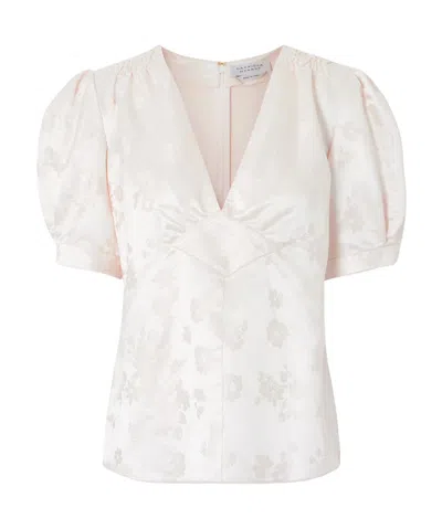 Gabriela Hearst Oberon Floral-jacquard Silk-twill Blouse In Neutral