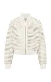 Gabriela Hearst Odin Intrecciato Leather Bomber Jacket In White