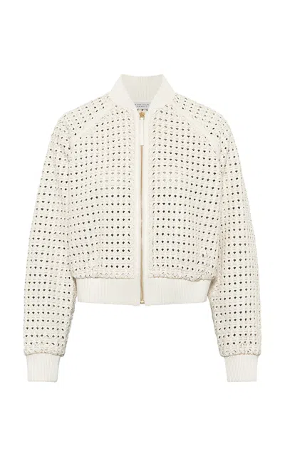 Gabriela Hearst Odin Intrecciato Leather Bomber Jacket In White