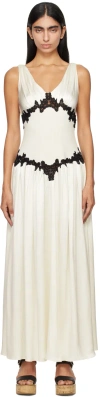 Gabriela Hearst Highland Appliqued Silk Maxi Dress In Ivb Ivory/black