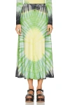 Gabriela Hearst Olive Tie-dyed Cashmere Midi Skirt In Fluorescent Green Multi