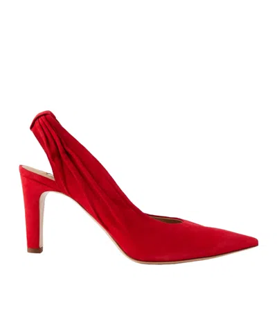 Gabriela Hearst Amari Slingback Pump In Scarlet Red Suede In Animal Print