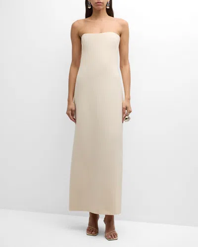 Gabriela Hearst Opus Strapless Wool Crepe Maxi Dress In White