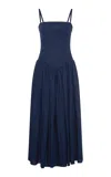 Gabriela Hearst Oriana Drop-waist Linen Dress In Blue