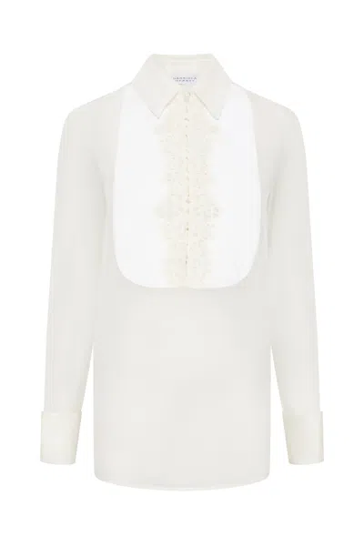 Gabriela Hearst Oriana Lace Blouse In Ivory Silk Organza In White