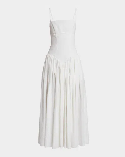Gabriela Hearst Oriana Sleeveless Linen Basque-waist Maxi Dress In White