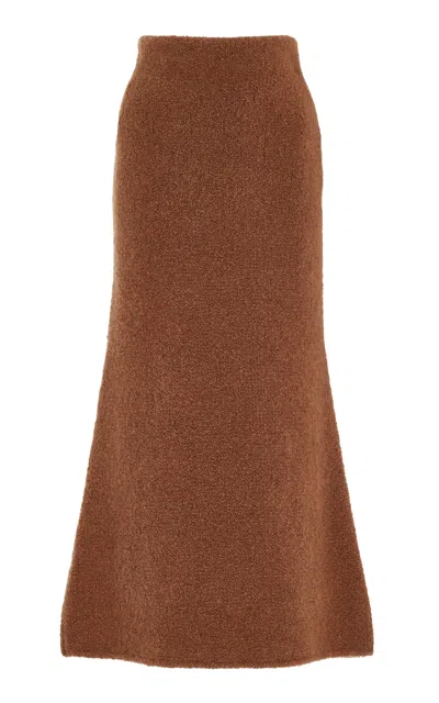 Gabriela Hearst Pablo Knit Midi Skirt In Cognac Cashmere Silk Boucle