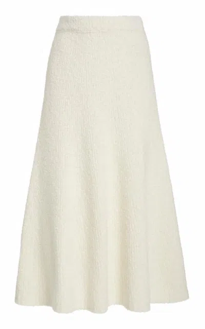 GABRIELA HEARST PABLO KNIT MIDI SKIRT IN IVORY CASHMERE SILK BOUCLE