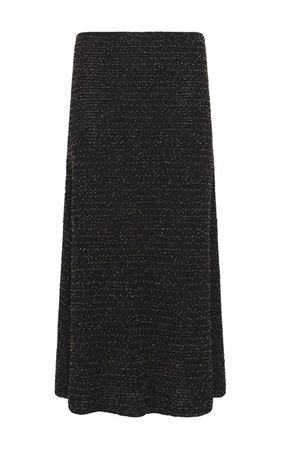 Gabriela Hearst Pan Knit Maxi Skirt In Black & Gold Beaded Cashmere In Black/gold