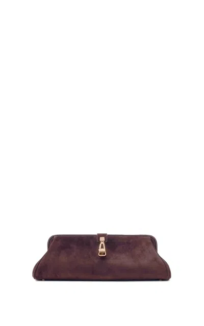 Gabriela Hearst Paola Clutch In Dark Brown Suede