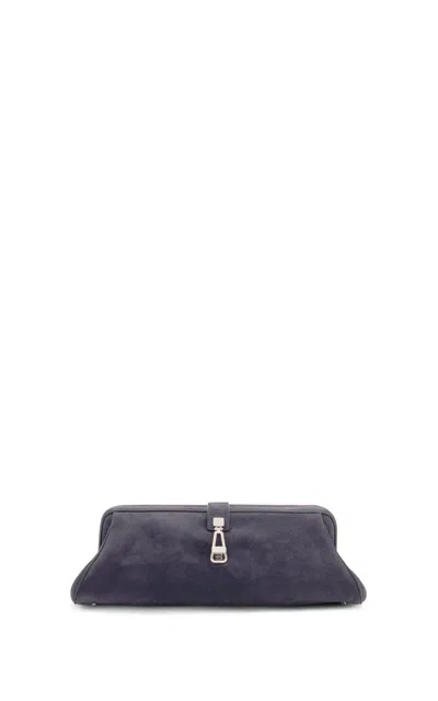 Gabriela Hearst Paola Clutch In Dark Grey Suede