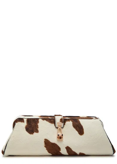 Gabriela Hearst Paola Cow-print Calf-hair Clutch In Neutral