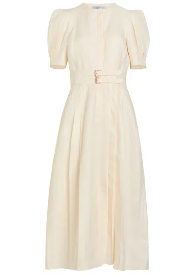 Gabriela Hearst Patricia Belted Linen Midi Dress In Neutral