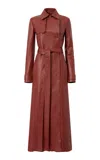 Gabriela Hearst Pavel Belted Leather Trench Coat In Neutral