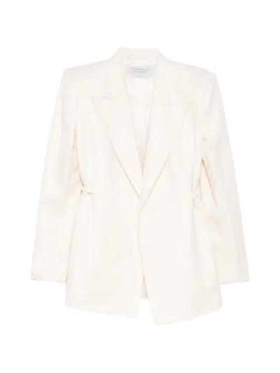 Gabriela Hearst Peak-lapel Drawstring Blazer In Burgundy