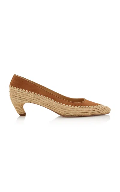 Gabriela Hearst Peggy Suede-trimmed Raffia Pumps In Multi
