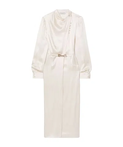 Gabriela Hearst Josefina Belted Draped Silk-satin Midi Wrap Dress In Ivory