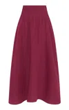 Gabriela Hearst Penelope Pintuck Drop-waist Maxi Linen Skirt In Berry