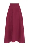 Gabriela Hearst Penelope Pintuck Drop-waist Maxi Linen Skirt In Raspberry