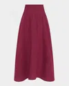 Gabriela Hearst Penelope Pintuck Drop-waist Maxi Linen Skirt In Raspberry