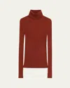 Gabriela Hearst Peppe Cashmere Silk Turtleneck Sweater In Brown