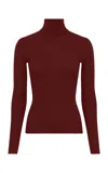 Gabriela Hearst Peppe Knit Turtleneck In Burnt Sienna Cashmere Silk In Burgundy