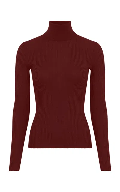 Gabriela Hearst Peppe Knit Turtleneck In Burnt Sienna Cashmere Silk In Burgundy