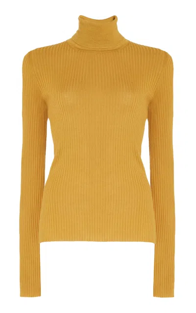 Gabriela Hearst Peppe Knit Turtleneck In Golden Birch Cashmere Silk In Orange