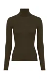 Gabriela Hearst Peppe Knit Turtleneck In Olive Cashmere Silk In Brown