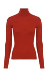 Gabriela Hearst Peppe Ribbed Cashmere-silk Turtleneck Top In Orange