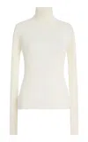 Gabriela Hearst Peppe Ribbed Cashmere-silk Turtleneck Top In White