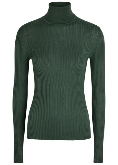 Gabriela Hearst Peppe Roll-neck Cashmere-blend Top In Green