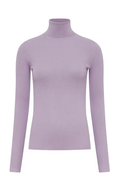Gabriela Hearst Peppe Wool-silk Turtleneck In Purple