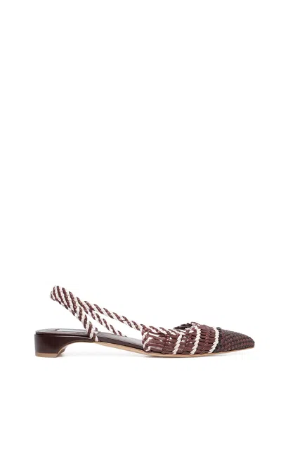 GABRIELA HEARST PERRO BRAIDED SLINGBACK SHOE IN CHOCOLATE MULTI LEATHER