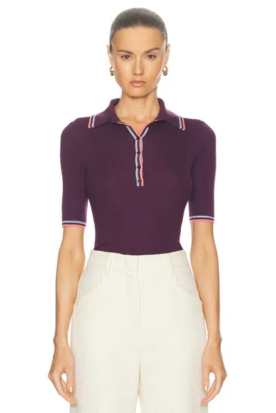 Gabriela Hearst Perro Polo Top In Italian Plum
