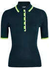Gabriela Hearst Perro Ribbed Cashmere And Silk-blend Polo Shirt In Blue