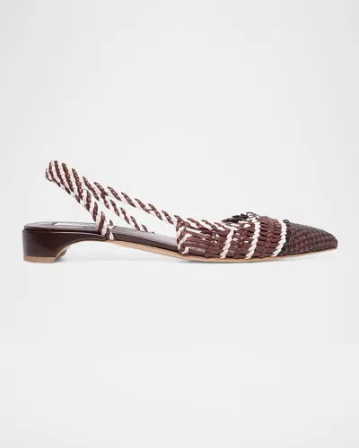 Gabriela Hearst Perro Woven Leather Slingback Ballerina Flats In Chocolate Multi