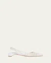 Gabriela Hearst Perro Woven Leather Slingback Ballerina Flats In Pearlized White