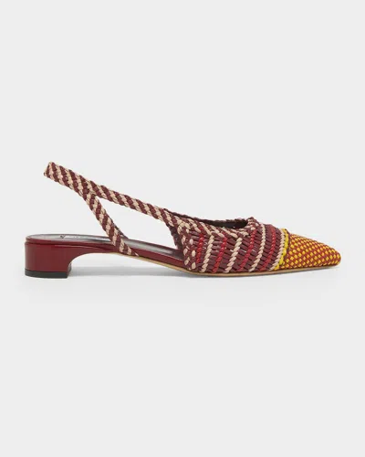 Gabriela Hearst Perro Woven Leather Slingback Pumps In Multi