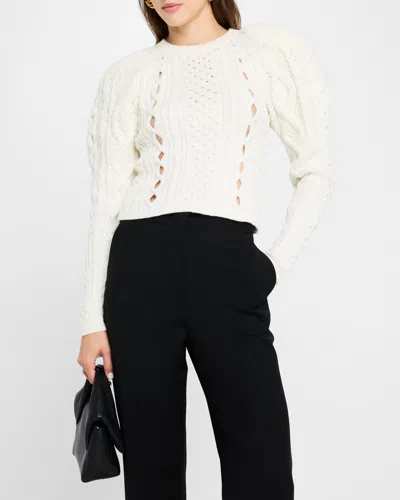 Gabriela Hearst Petersburg Cashmere Cable Knit Puff-sleeve Sweater In Ivory