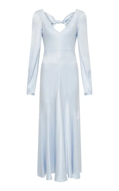 Gabriela Hearst Peyton Ruffled Silk-satin Midi Dress In Blue