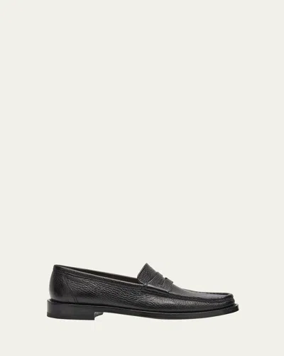 Gabriela Hearst Pierre Loafer In Black Textured Leather In Multi