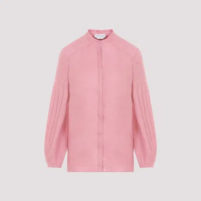 GABRIELA HEARST PINK PLEATED BLOUSE
