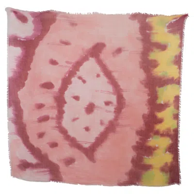 Pre-owned Gabriela Hearst Pink Yellow Cashmere 2023 Luna Tie-dye Shawl Scarf