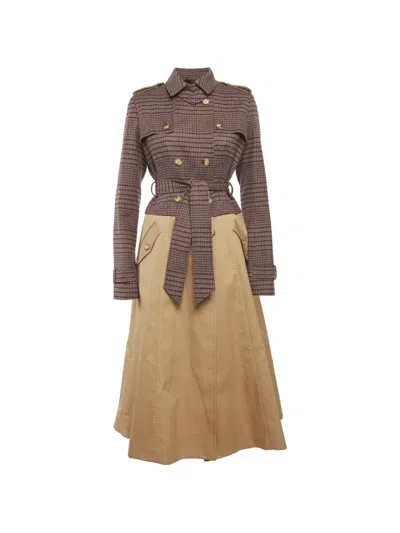 Pre-owned Gabriela Hearst Plaid Double-breasted Trench Coat In Brown