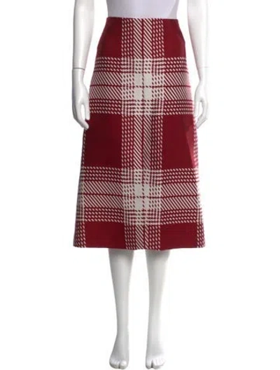 Pre-owned Gabriela Hearst Plaid Print Midi Length Skirt In Red