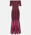 Gabriela Hearst Medea Striped Off-the-shoulder Midi Dress In Red