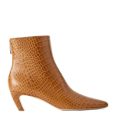 Gabriela Hearst Clayton Croc-effect Leather Ankle Boots In Brown