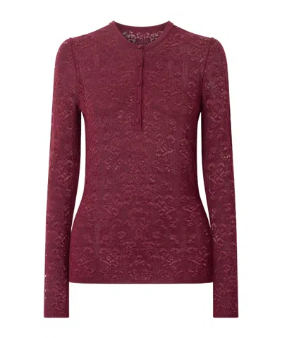 Gabriela Hearst Garivan Pointelle-knit Wool Henley Top In Multi