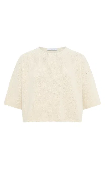Gabriela Hearst Pomona Cropped Knit T-shirt In Ivory Cashmere
